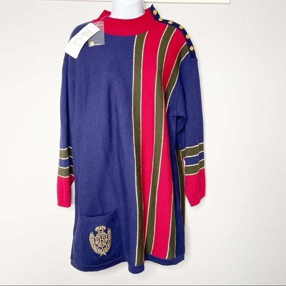 Bleyle sweater tunic dress wool Medium vintage crest long sleeve - Picture 1 of 8
